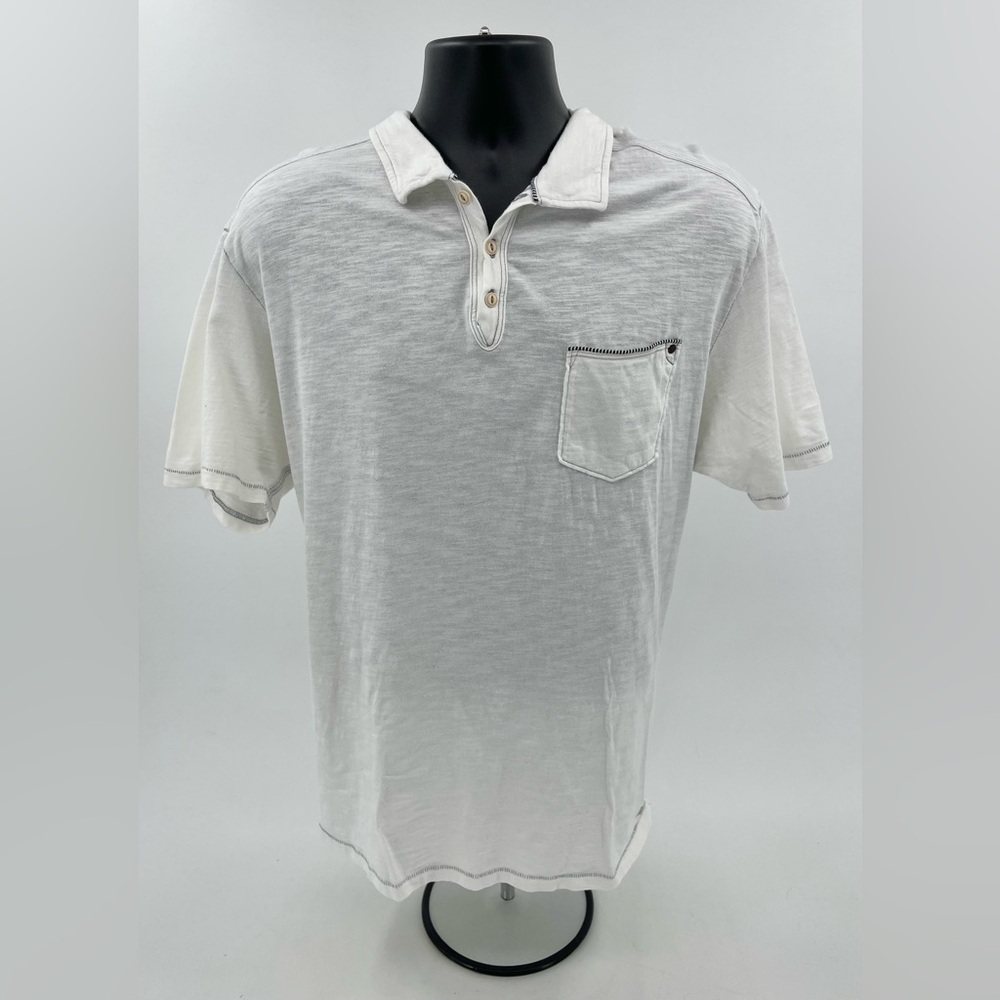 Tommy Bahama Jeans White w/ Exposed Thread 100% Cotton Pocket Polo Mens Size XL‎